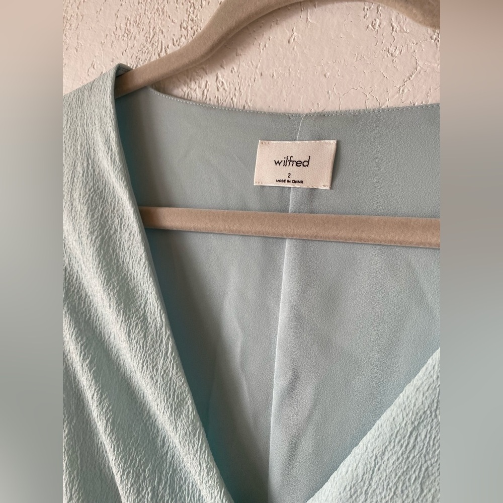 Wilfred Aritzia Nazaire Dress Baby Blue Fit Flare Skater Button Down Short 2 - Picture 4 of 9